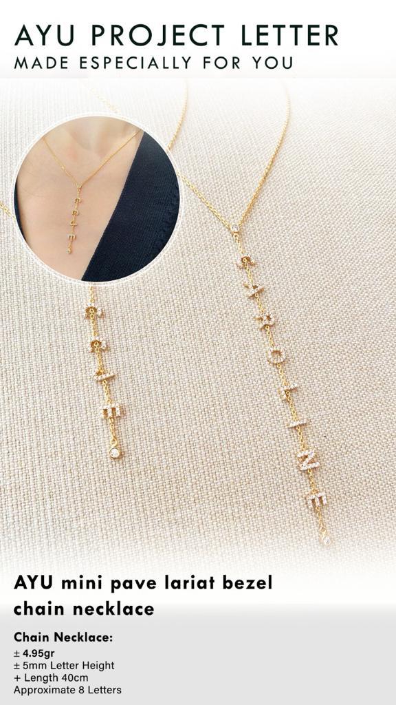 Custom Order PL AYU Mini Pave Lariat Bezel Chain Necklace ( AYU ) 17k Rose Gold 40cm