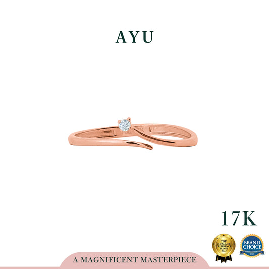 AYU Cincin Emas - Mini Solitaire Wrap Open Ring 17K Rose Gold