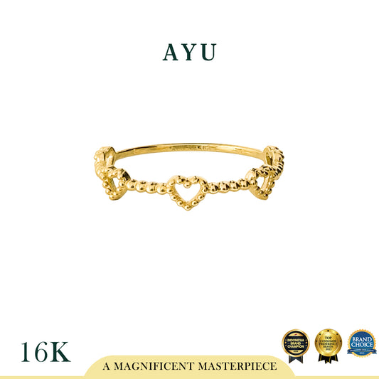 AYU Cincin Emas - Open Heart Pepper Ring 16k Yellow Gold