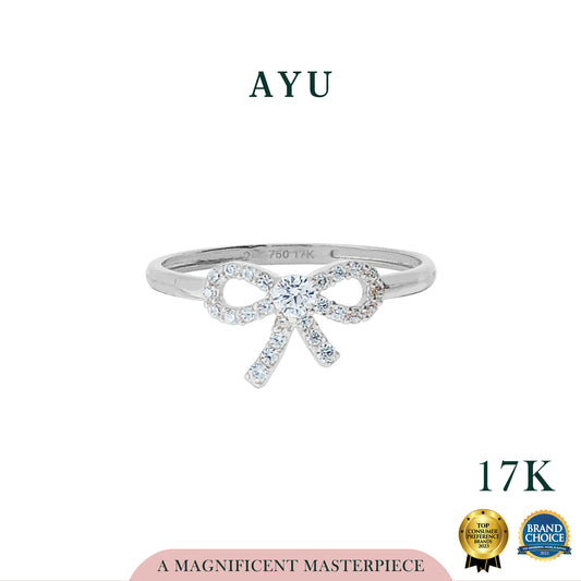 AYU Cincin Emas-Twinkle Pave Ribbon Ring 17k White Gold