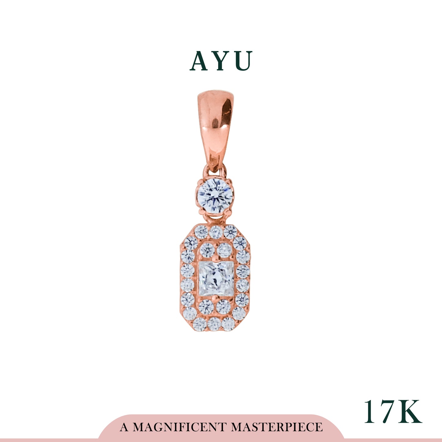 AYU Liontin Emas - Rectangle Pendant 17k Rose Gold