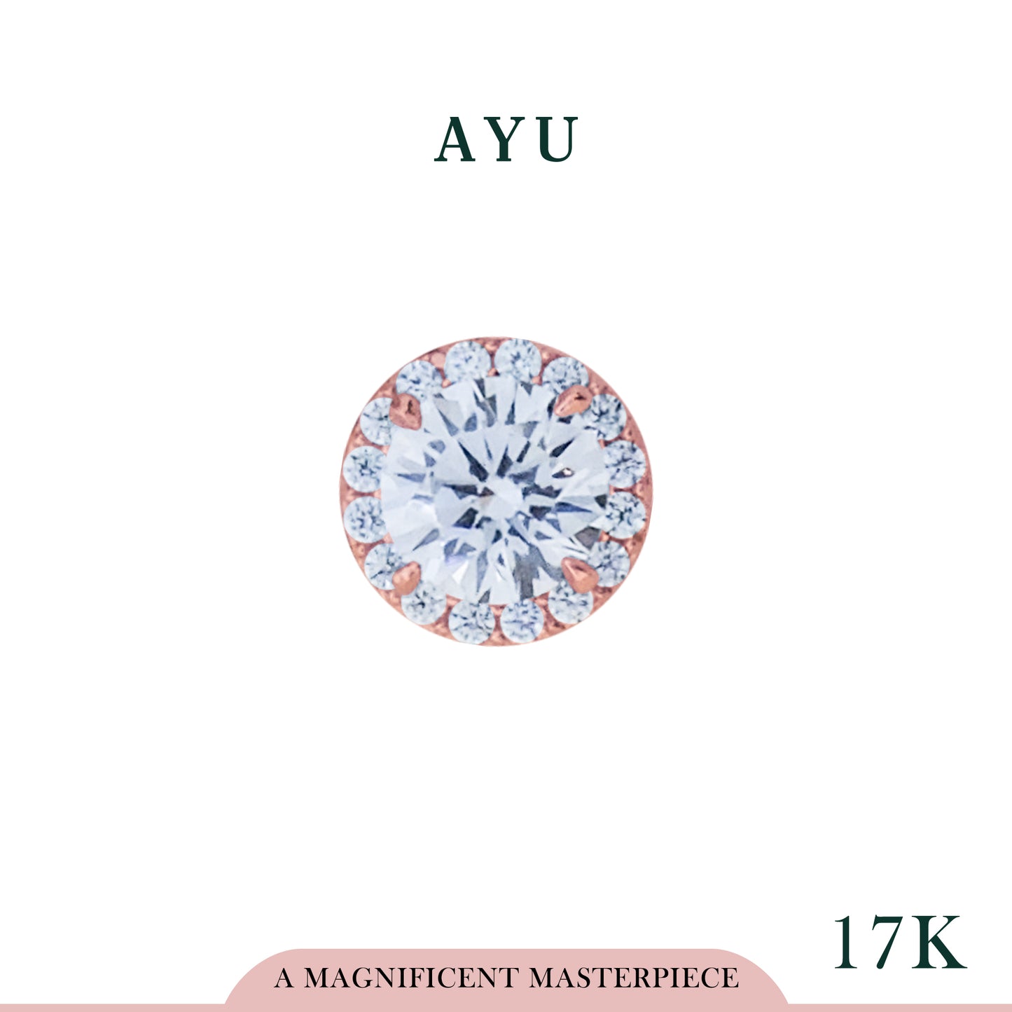 AYU Liontin Emas - Round Halo Pendant 17k Rose Gold