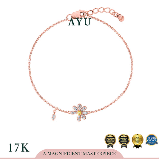 AYU Gelang Emas - Small G Daisy Chain Bracelet 17k Rose Gold