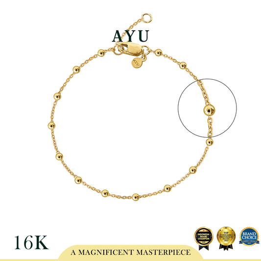 AYU Gelang Emas - Spaced Mini Boba Bracelet 16k Yellow Gold