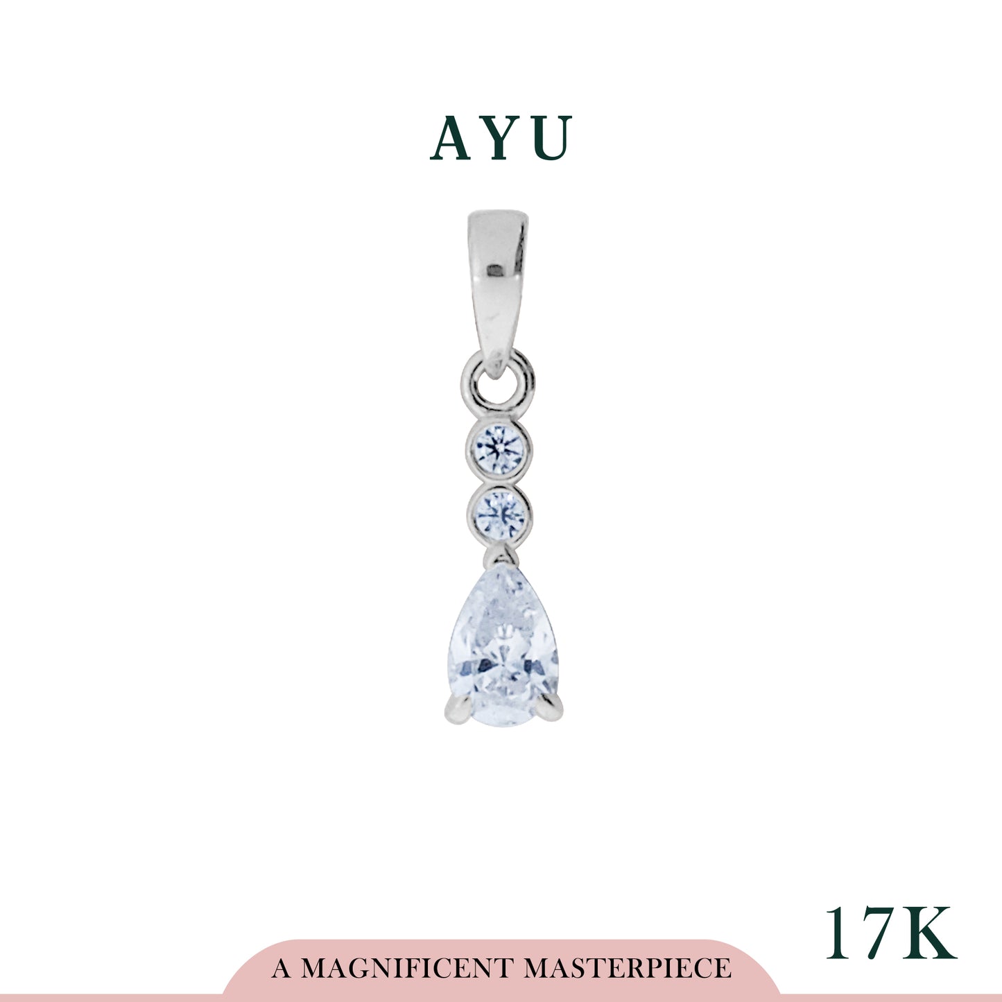 AYU Liontin Emas - Teardrop With Bezel Pendant 17k White Gold