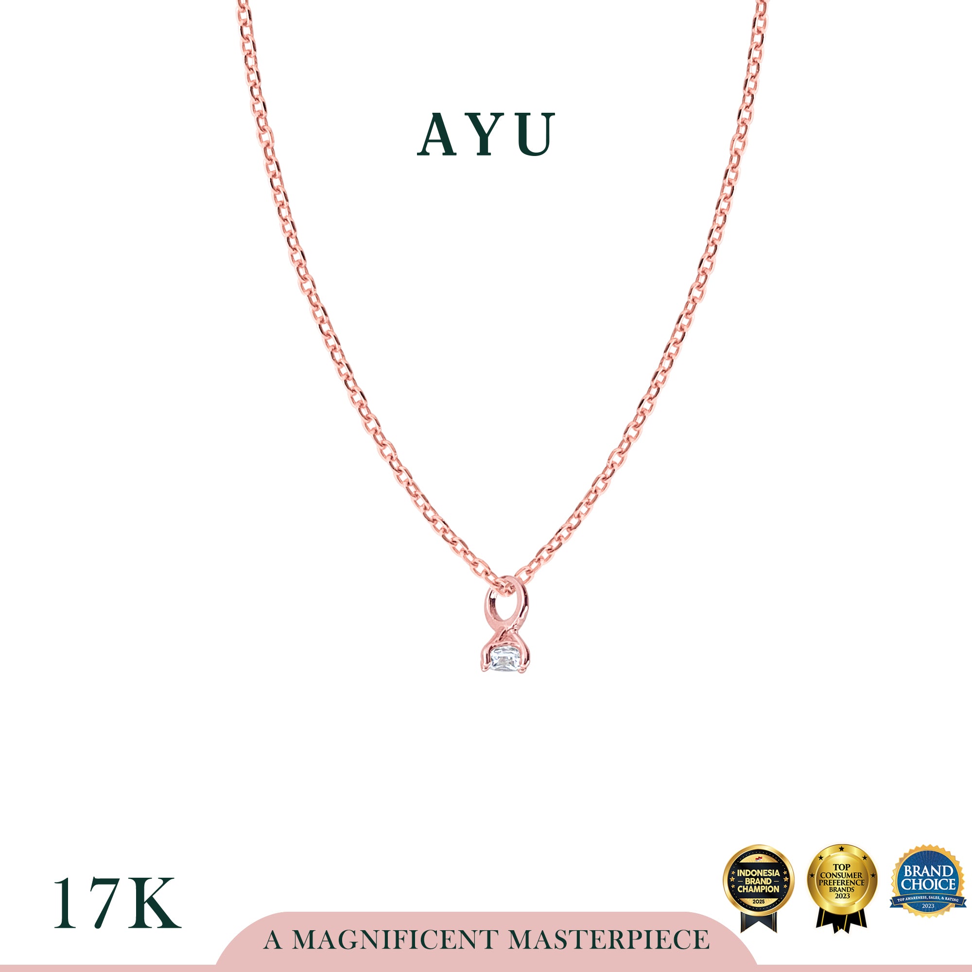 AYU Kalung Emas - Teeny Tiny Ring On Chain Necklace 17k Rose Gold