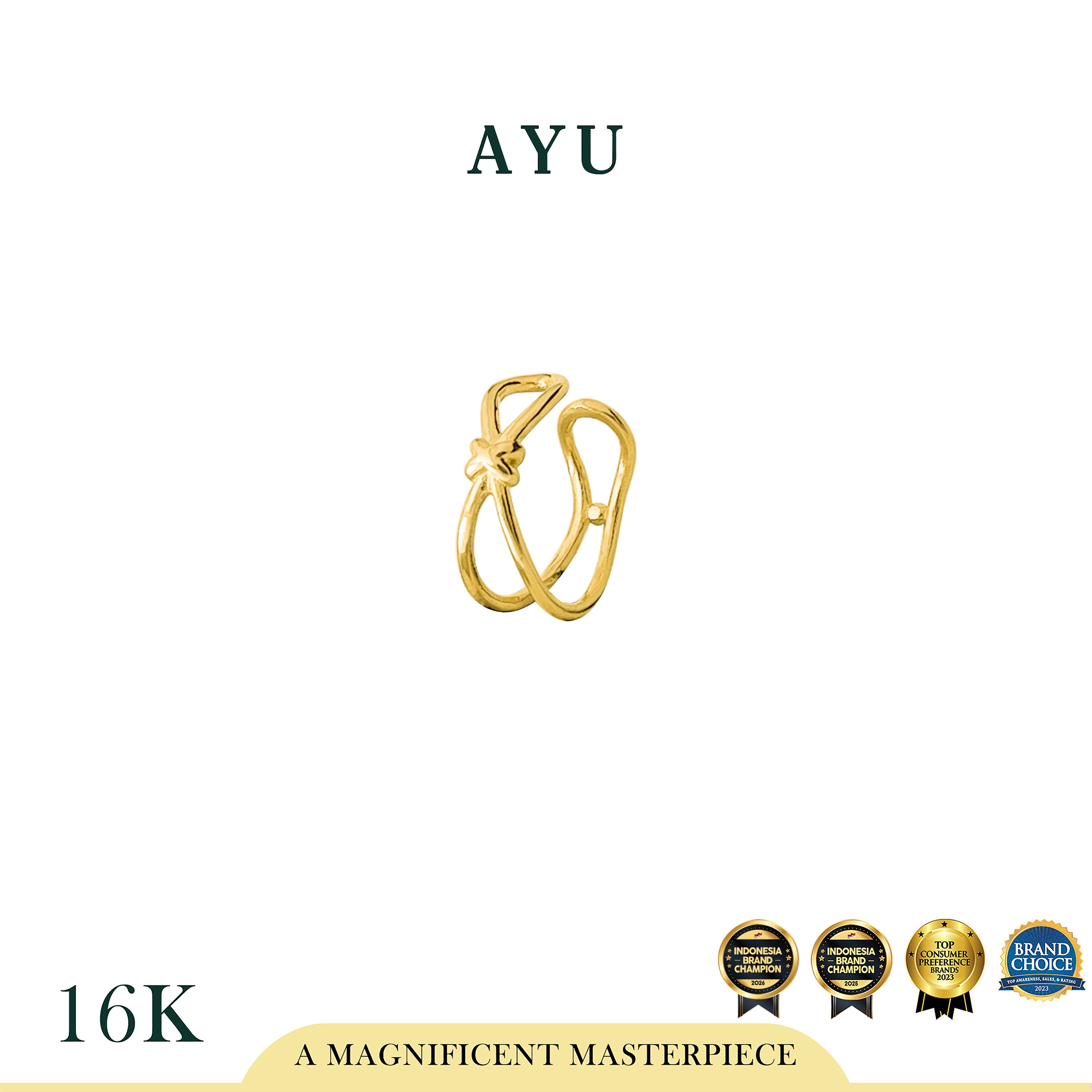 AYU Anting Emas - Thin Gold Knot Earcuff 16k Yellow Gold