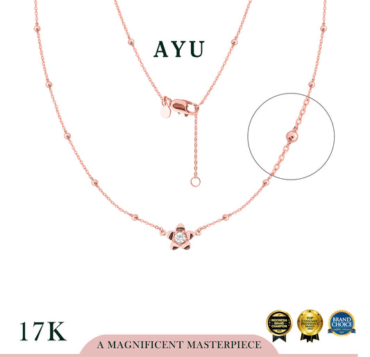 AYU Gelang Emas - Twinkle Buttercup Spaced Mini Boba Necklace 17k Rose Gold