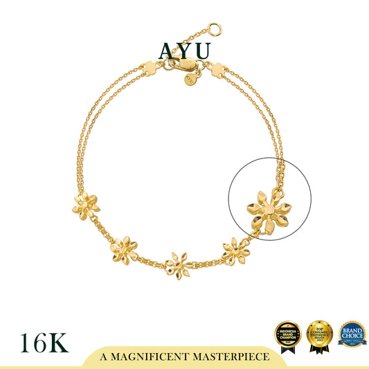 AYU Gelang Emas - Twinkle Snowflake Chain Bracelet 16k Yellow Gold