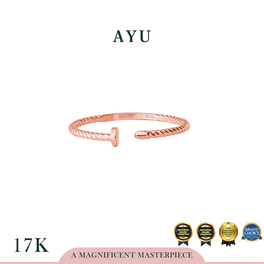 AYU Cincin Emas - Twist Nail Ring 17k Rose Gold