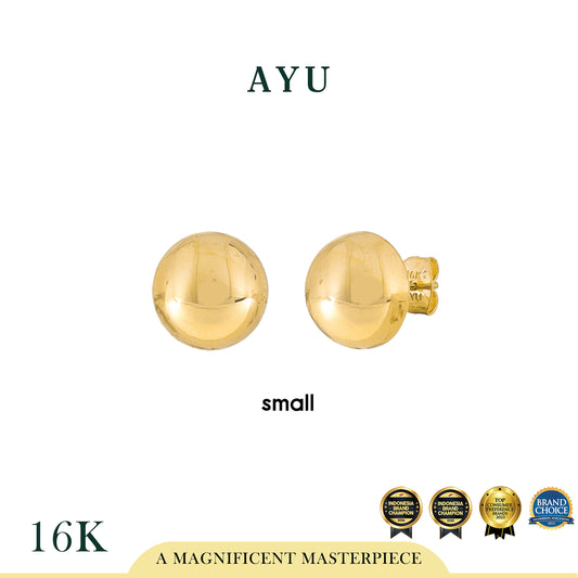 AYU Anting Emas - Gold Globe Studs 16k Yellow Gold