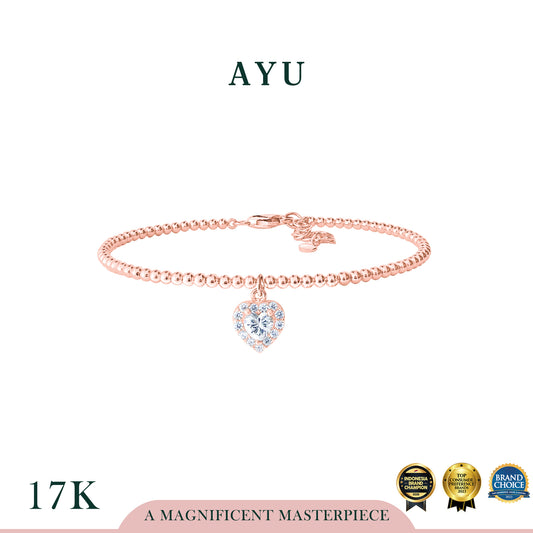 AYU Gelang Emas - Love Is Beautiful On Mini Boba Bangle 17k Rose Gold