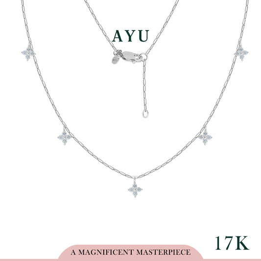 AYU Kalung Emas - Blossom By The Yard Chain Necklace 17k White Gold