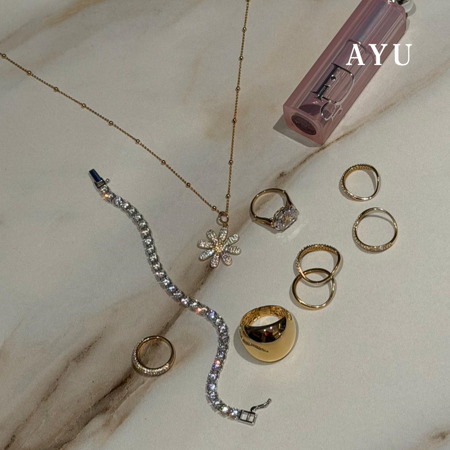 AYU Liontin Emas - Blooming G Daisy Pendant 17k Rose Gold