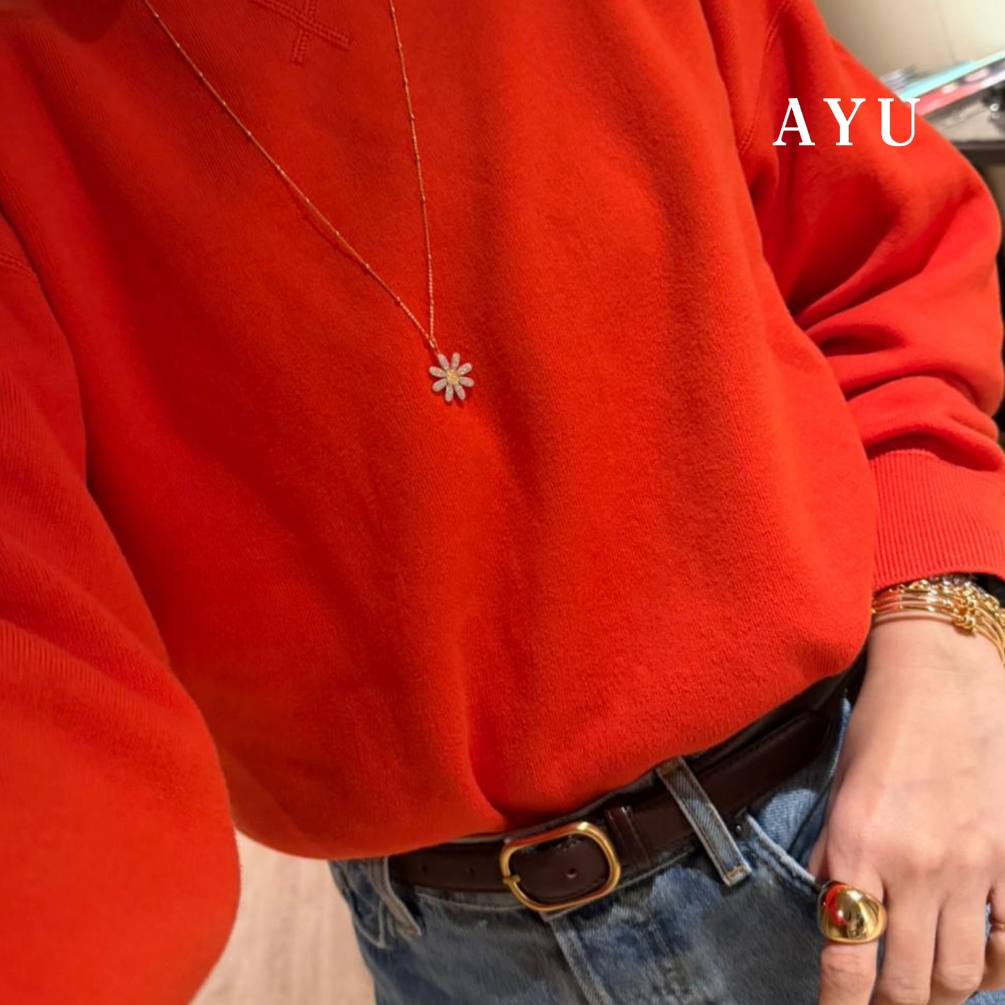 AYU Liontin Emas - Blooming G Daisy Pendant 16k Yellow Gold