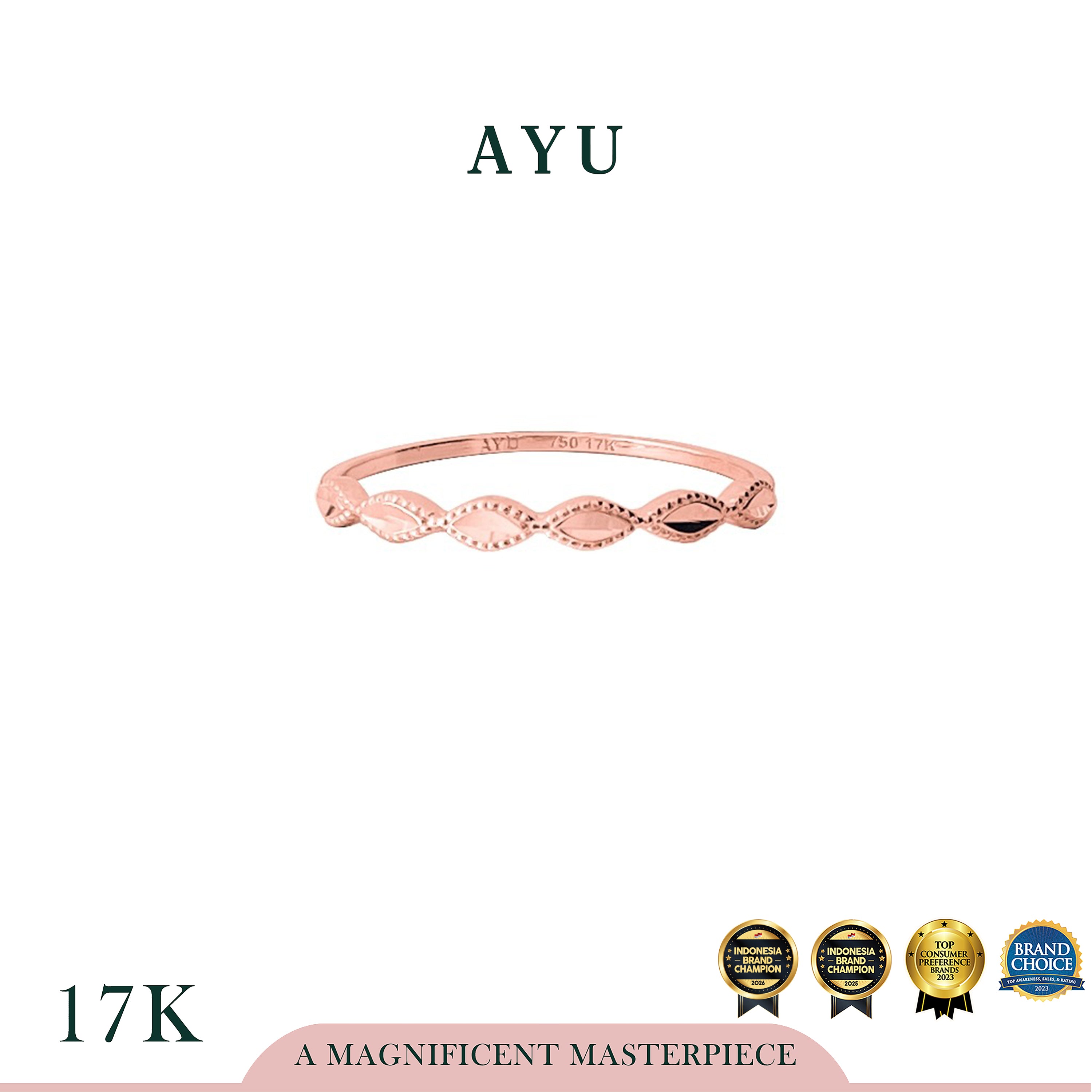 AYU Cincin Emas - Bling Marquise Filligri Ring 17k Rose Gold