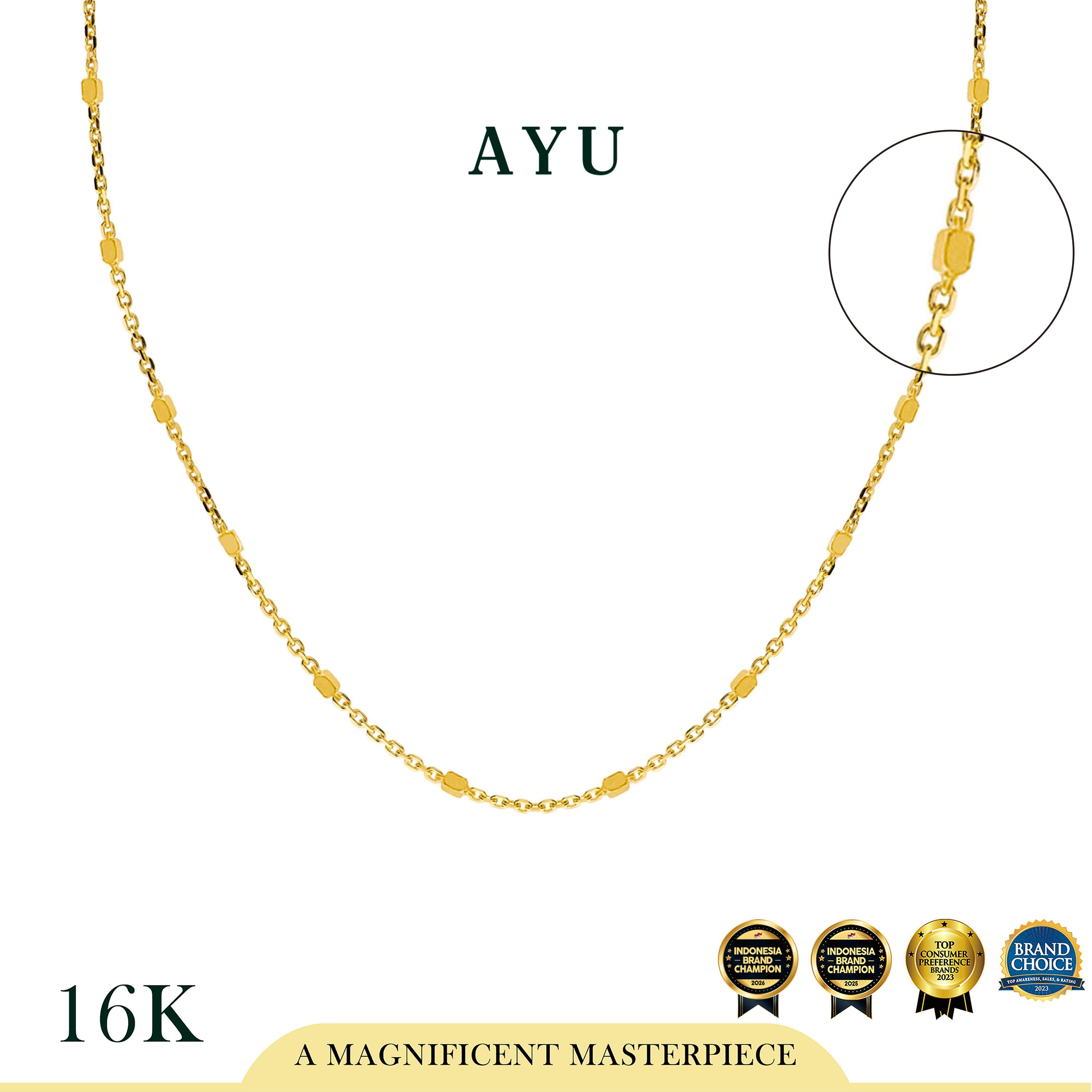 AYU Kalung Emas - Bling Beads Chain Necklace 16K Yellow Gold