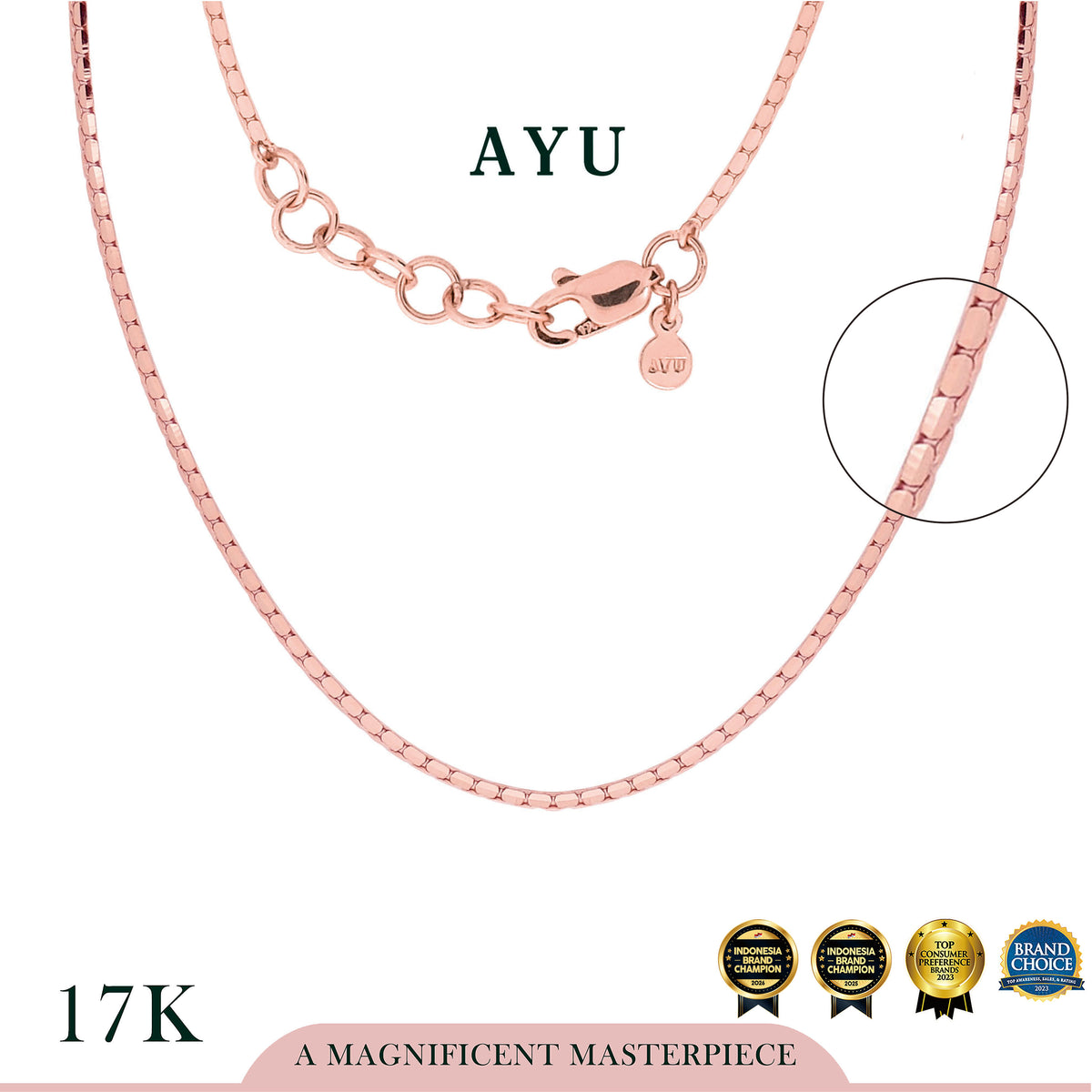AYU Box Chain Necklace 17k Rose Gold