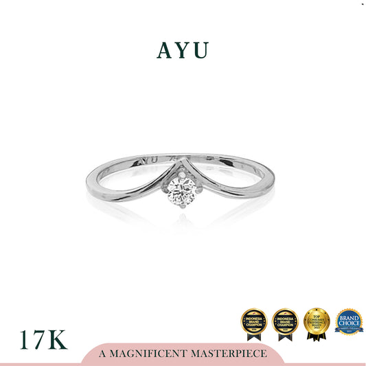 AYU Chevron With Mini Solitaire 17K White Gold