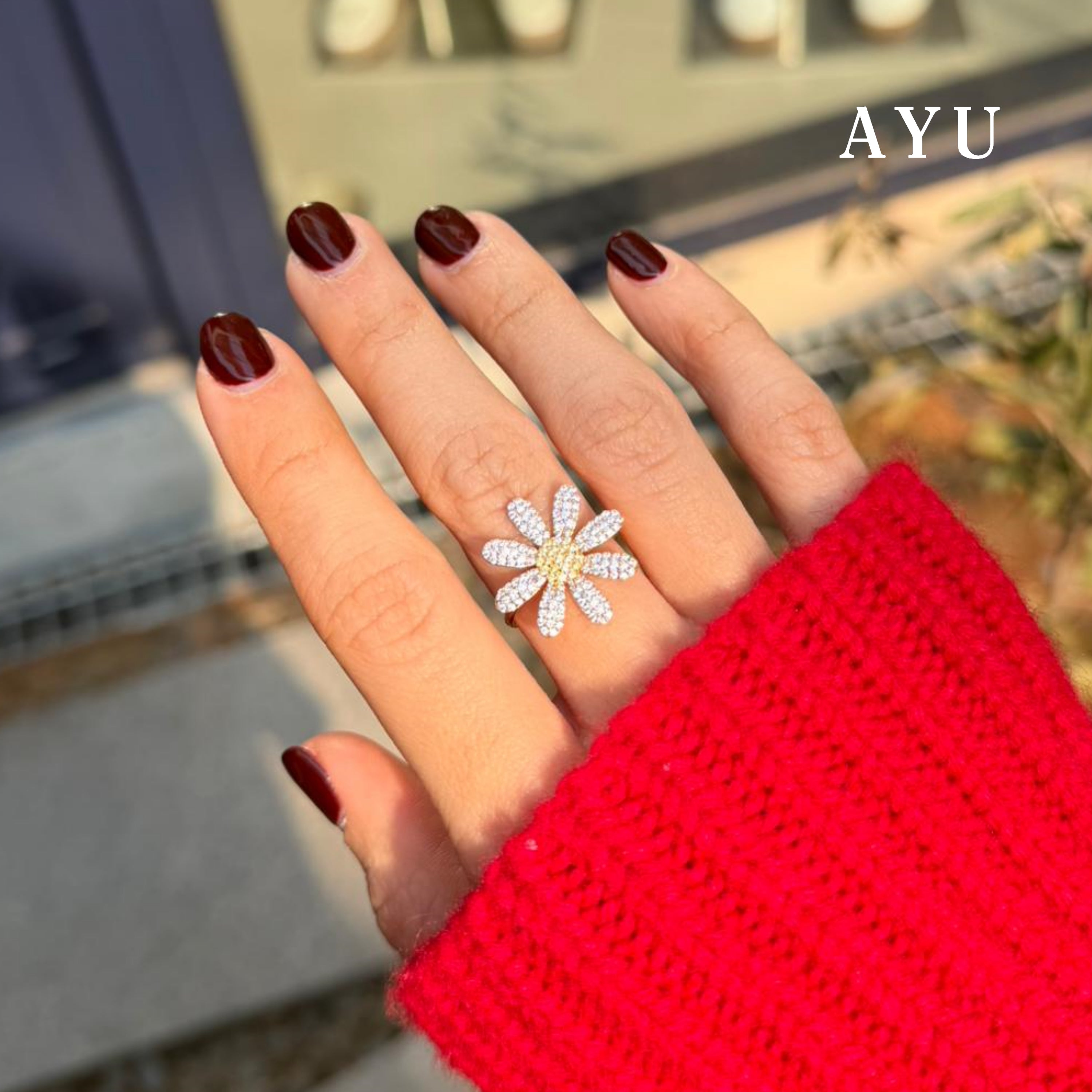 AYU Cincin Emas - Blooming G Daisy Ring 17k Rose Gold