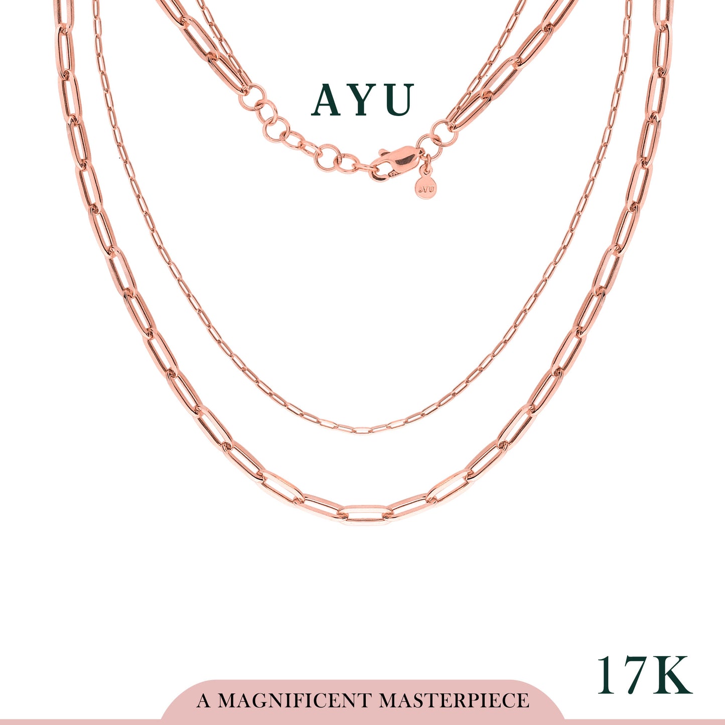 AYU Kalung Emas-Double Layer Paper Clip And Mini Paper Clip Chain 17k