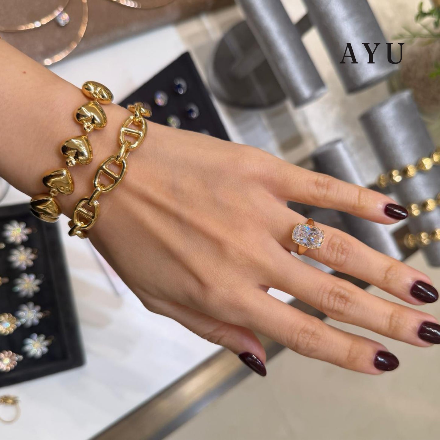 AYU Gelang Emas - Fluffy Oval Link Bracelet 16k Yellow Gold