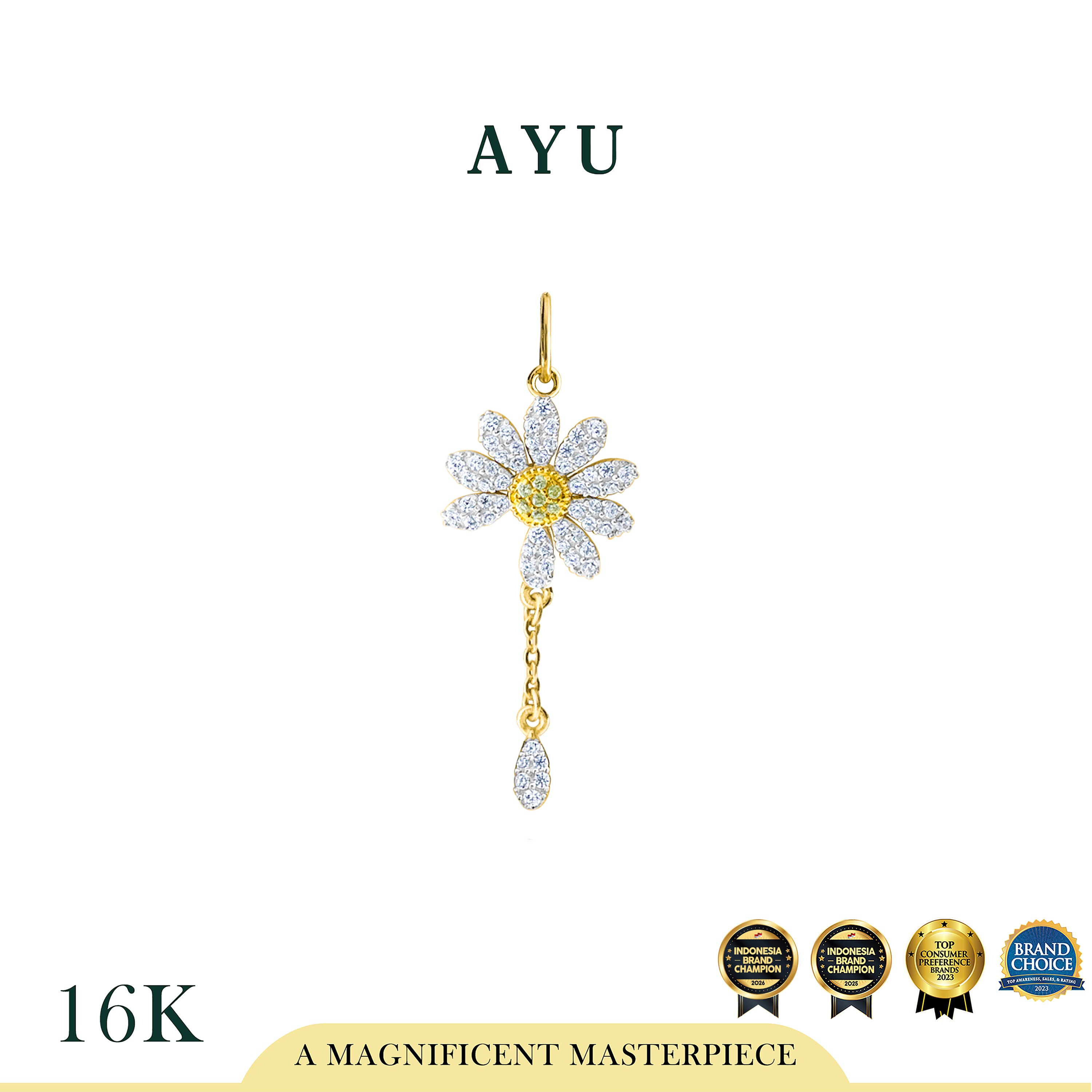AYU Liontin Emas - G Daisy Pendant With Chain 16k Yellow Gold