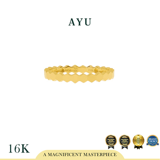 AYU Cincin Emas - Gold Honey Bee Mine Stack 16K Yellow Gold
