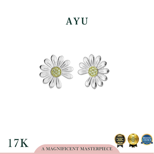 AYU Anting Emas - Golden G Daisy Studs 17k Rose & White Gold