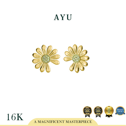 AYU Anting Emas - Golden G Daisy Studs 16k Yellow Gold