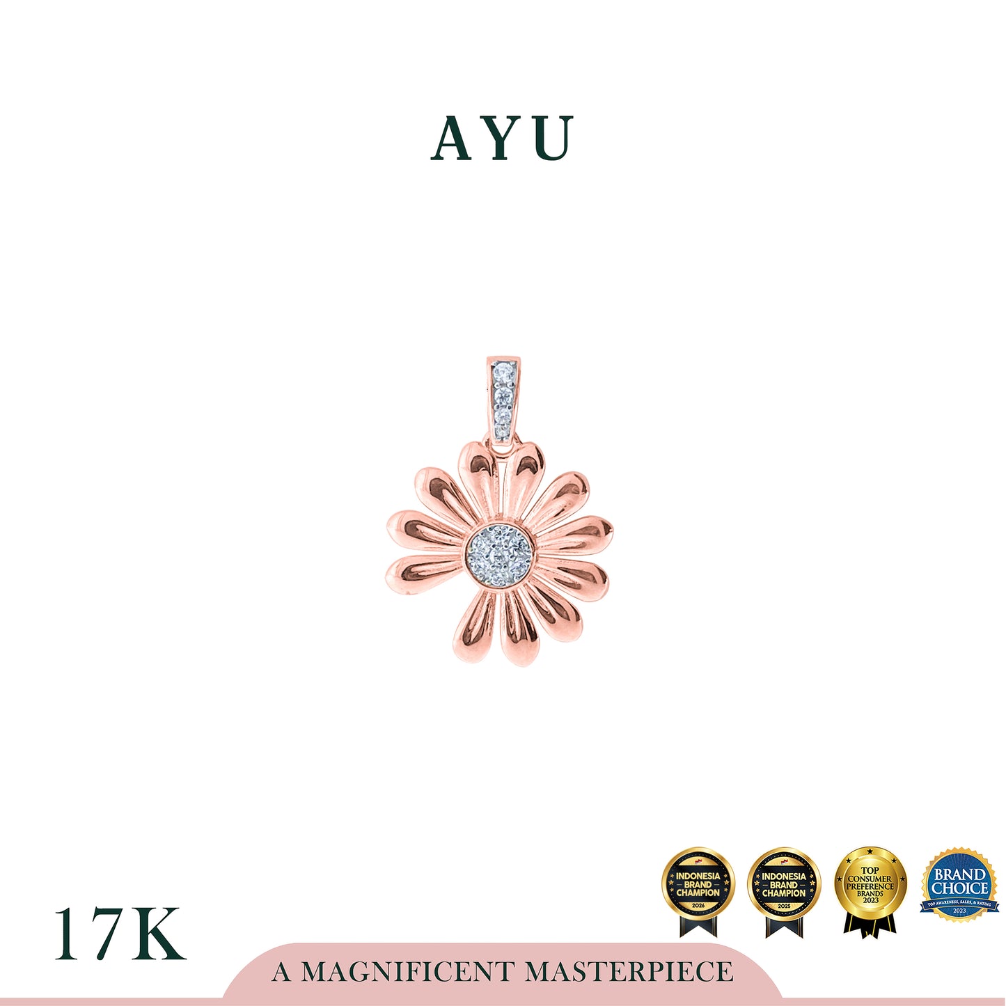 AYU Liontin Emas - Golden G Daisy Pendant 17k Rose Gold