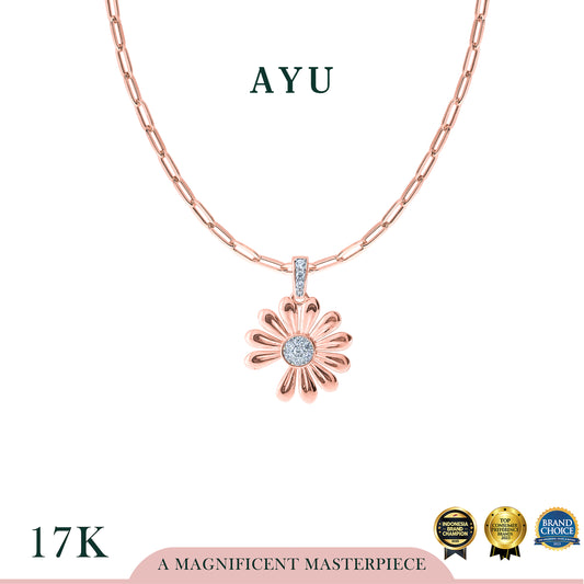 AYU Kalung Emas - Golden G Daisy Paper Clip Necklace 17k Rose Gold