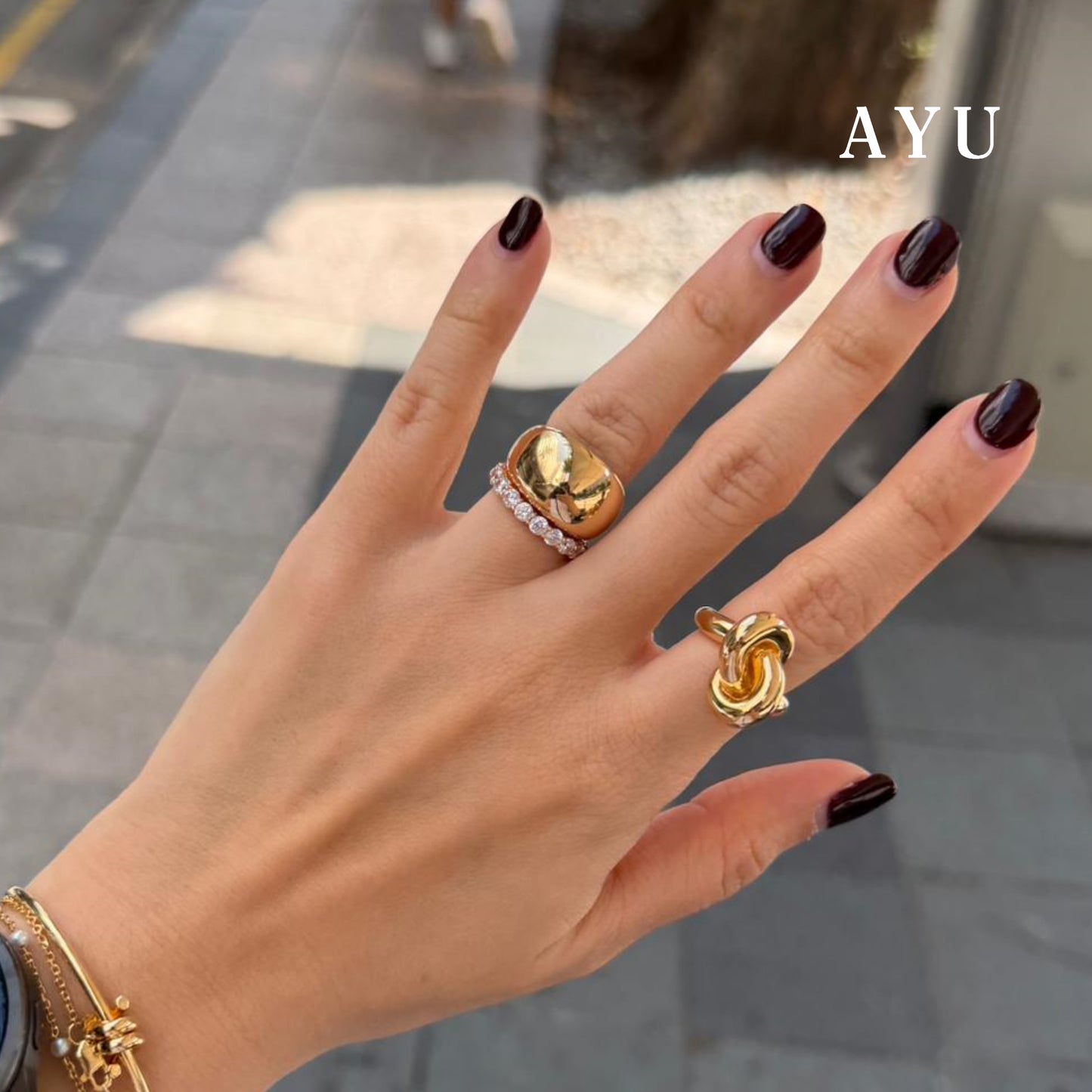 AYU Cincin Emas - Medium Golden Globe 16k Yellow Gold