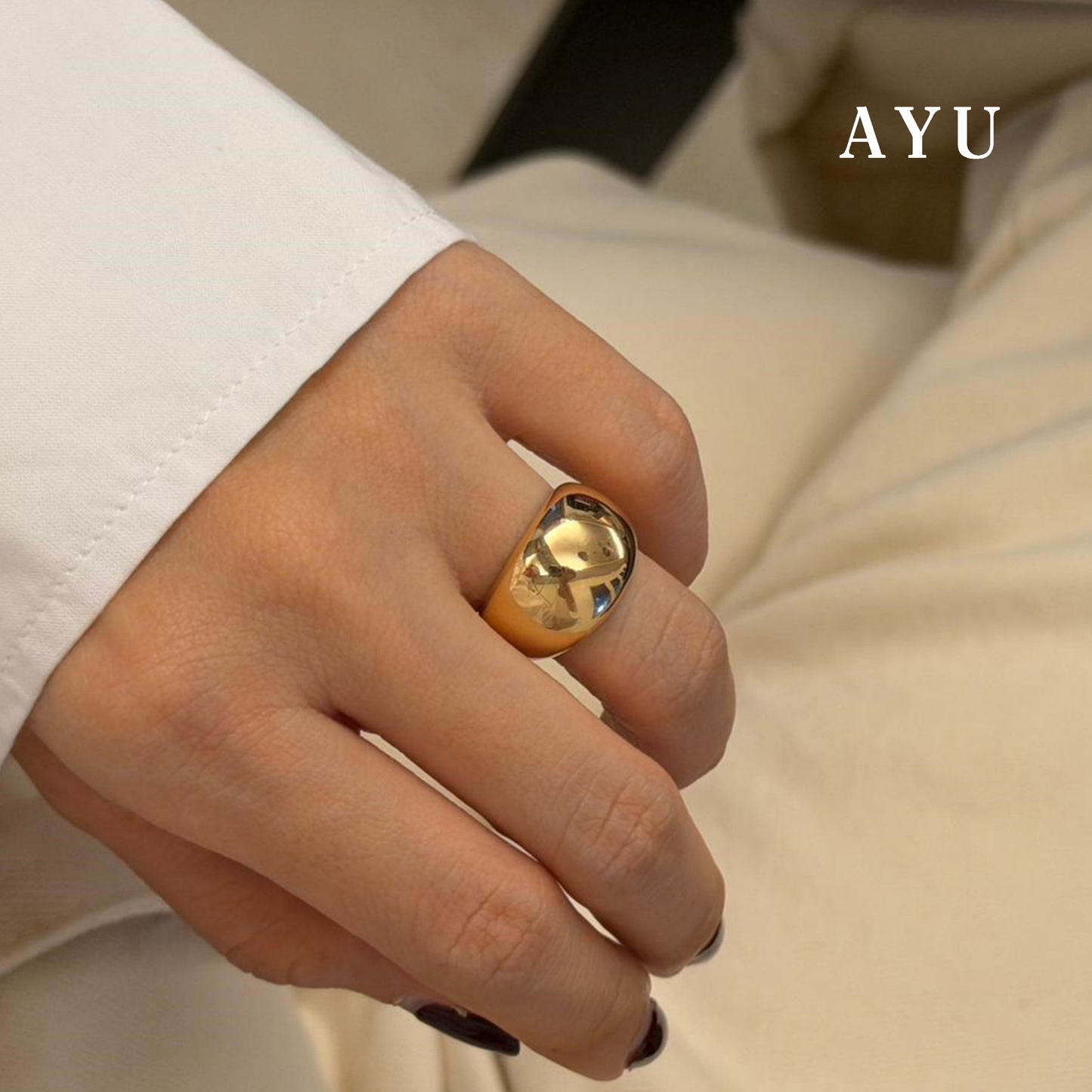 AYU Cincin Emas - Medium Golden Globe 16k Yellow Gold