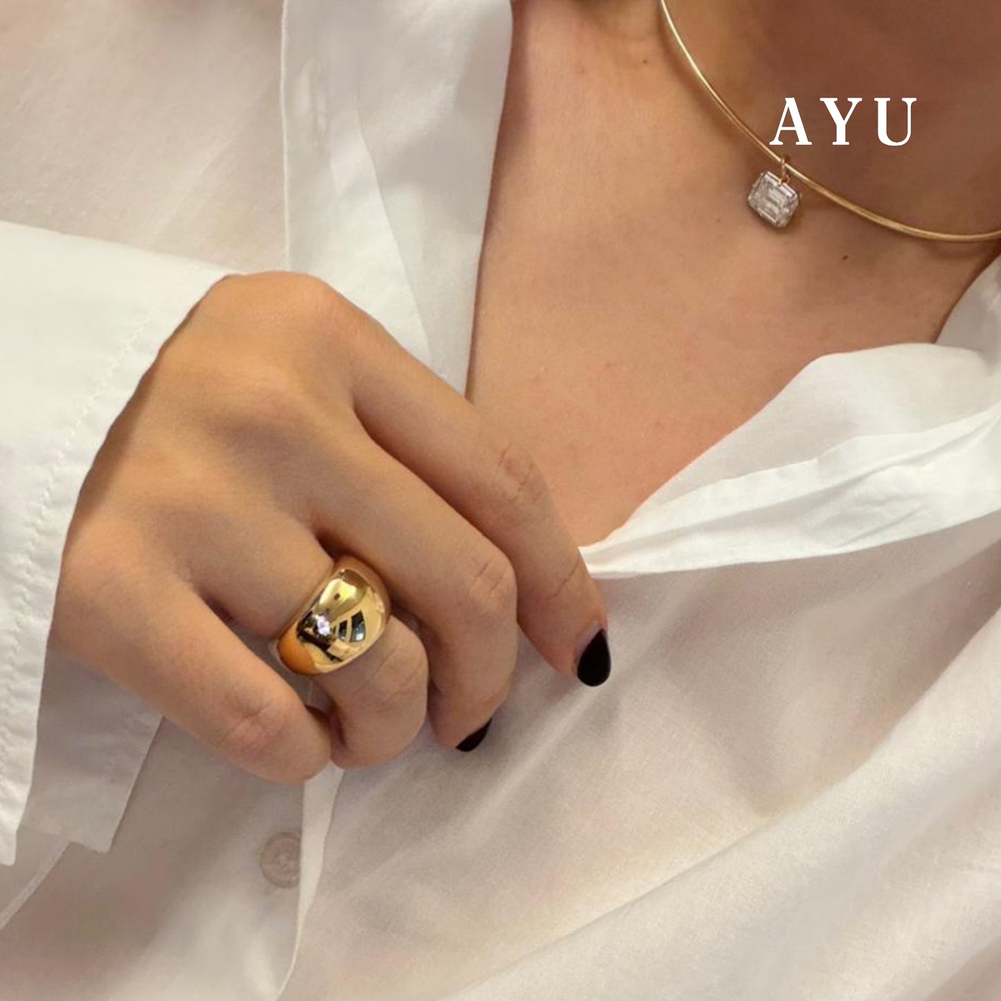 AYU Cincin Emas - Medium Golden Globe 16k Yellow Gold