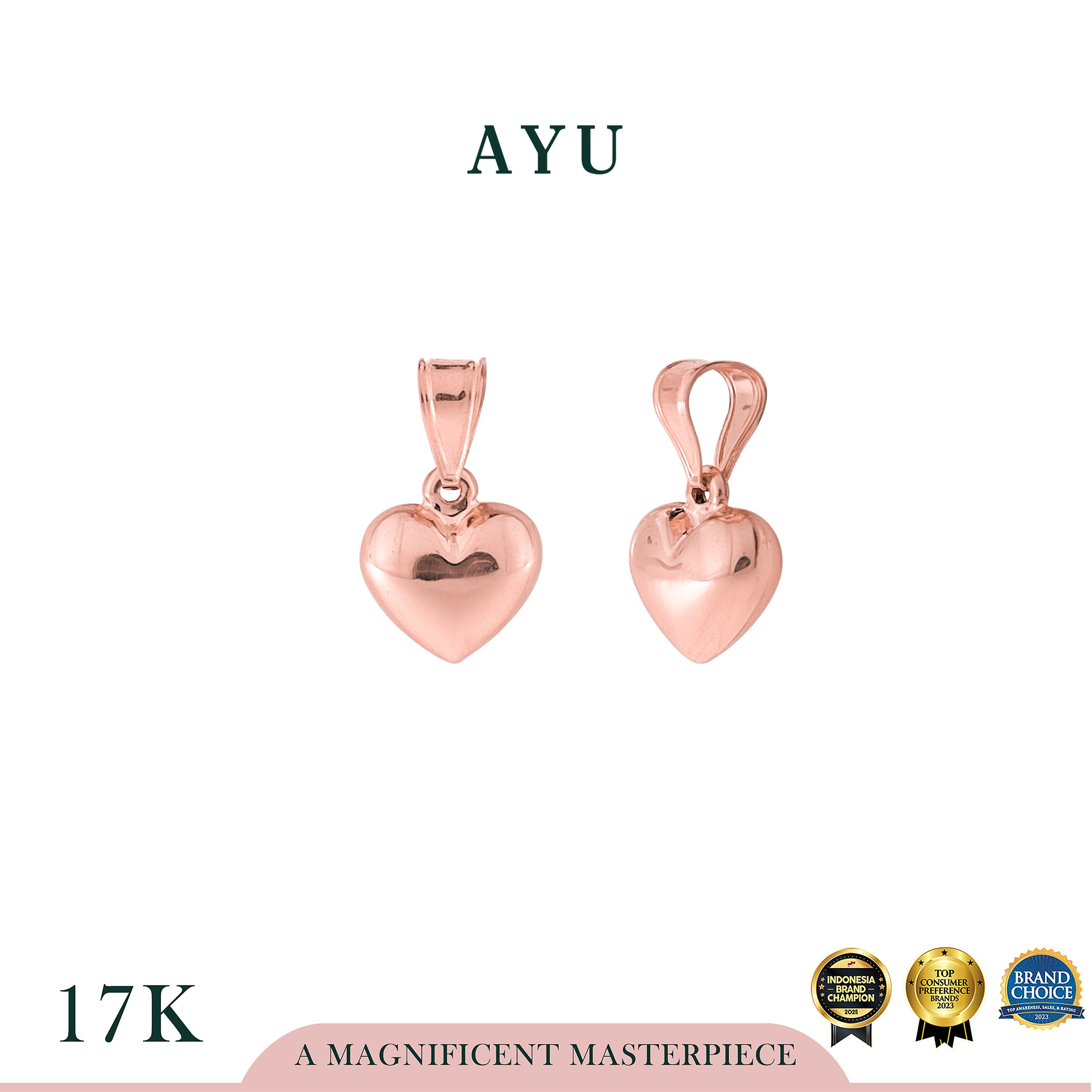 AYU Liontin Emas - Fluffy Fluffy Heart Pendant 17k Rose Gold