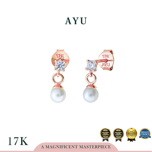 AYU Anting Emas - Mini Solitaire With Pearl Studs 17k