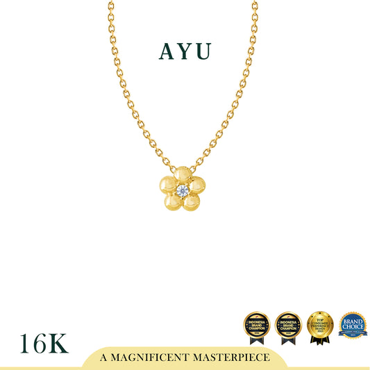 AYU Kalung Emas - Mochi Flower Chain Necklace 16k Yellow Gold