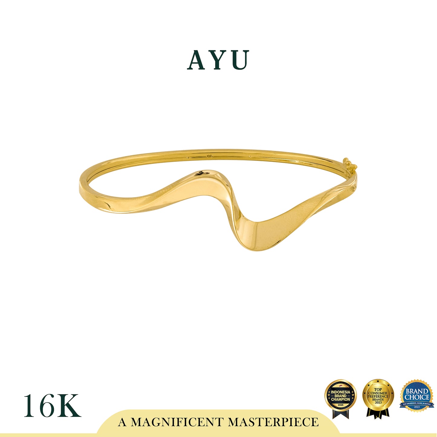 AYU Gelang Emas - Swaying Slow Wave Bangle 16k Yellow Gold