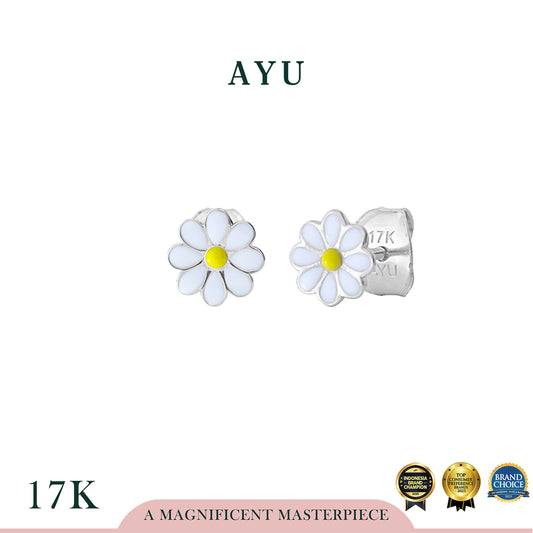 AYU Anting Emas - Small Daisy Darling Studs 17k White Gold