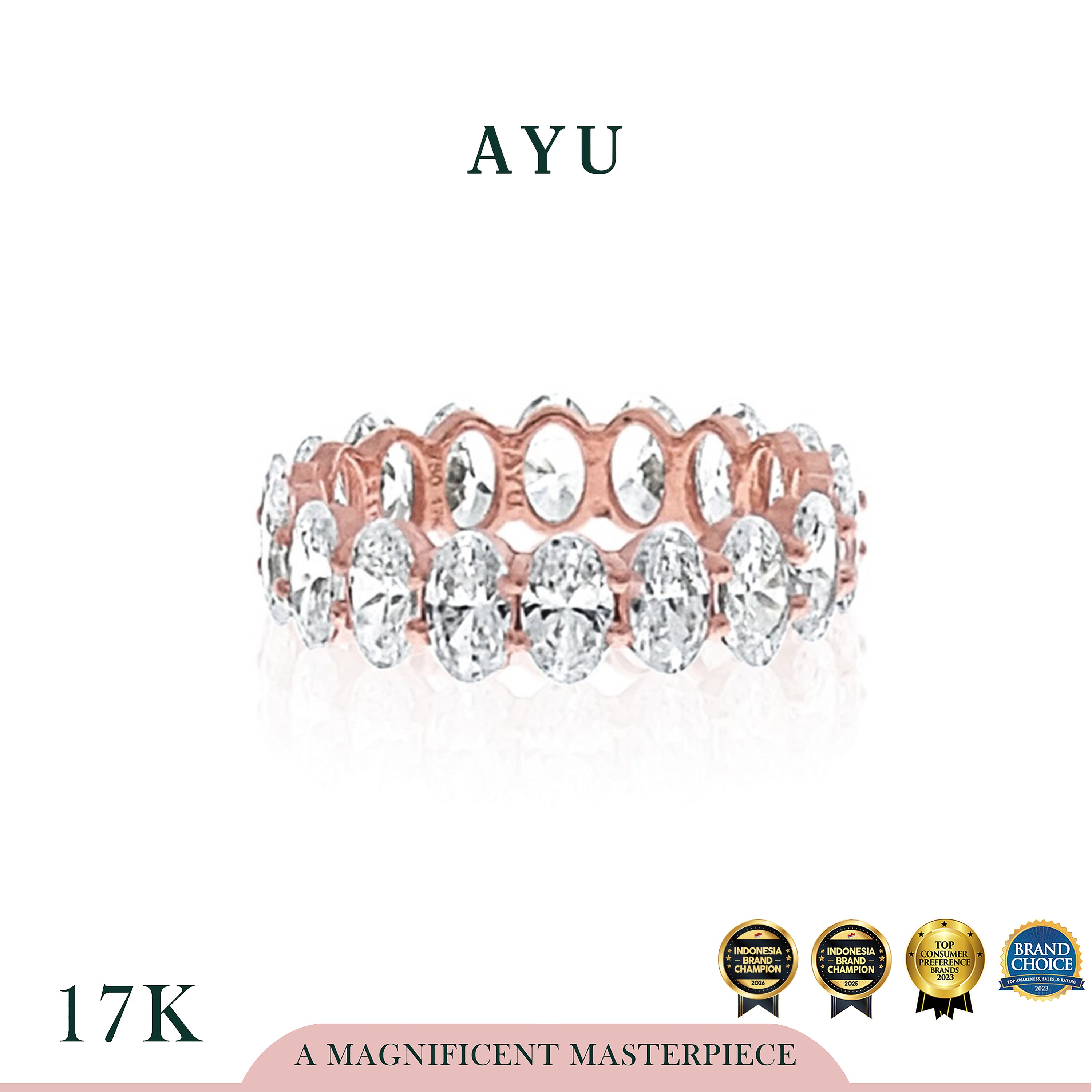 AYU Cincin Emas - Oval Eternity Ring 17K Rose Gold