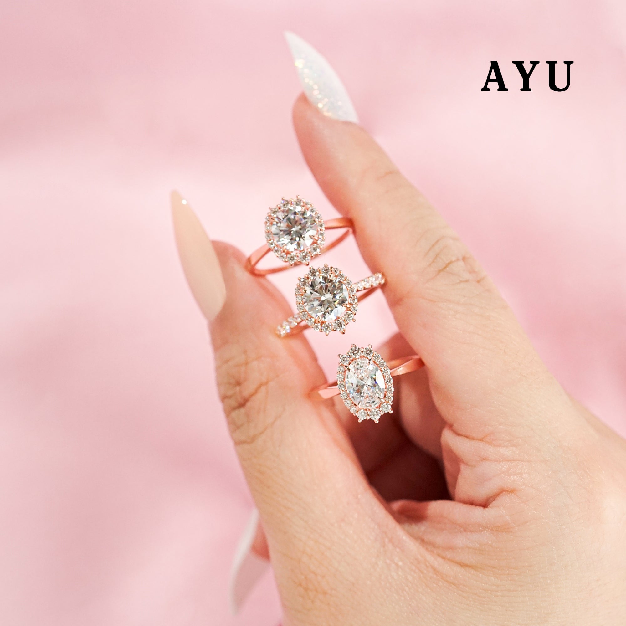 AYU Cincin Emas - Oval Grecian Solitaire 17K Rose Gold