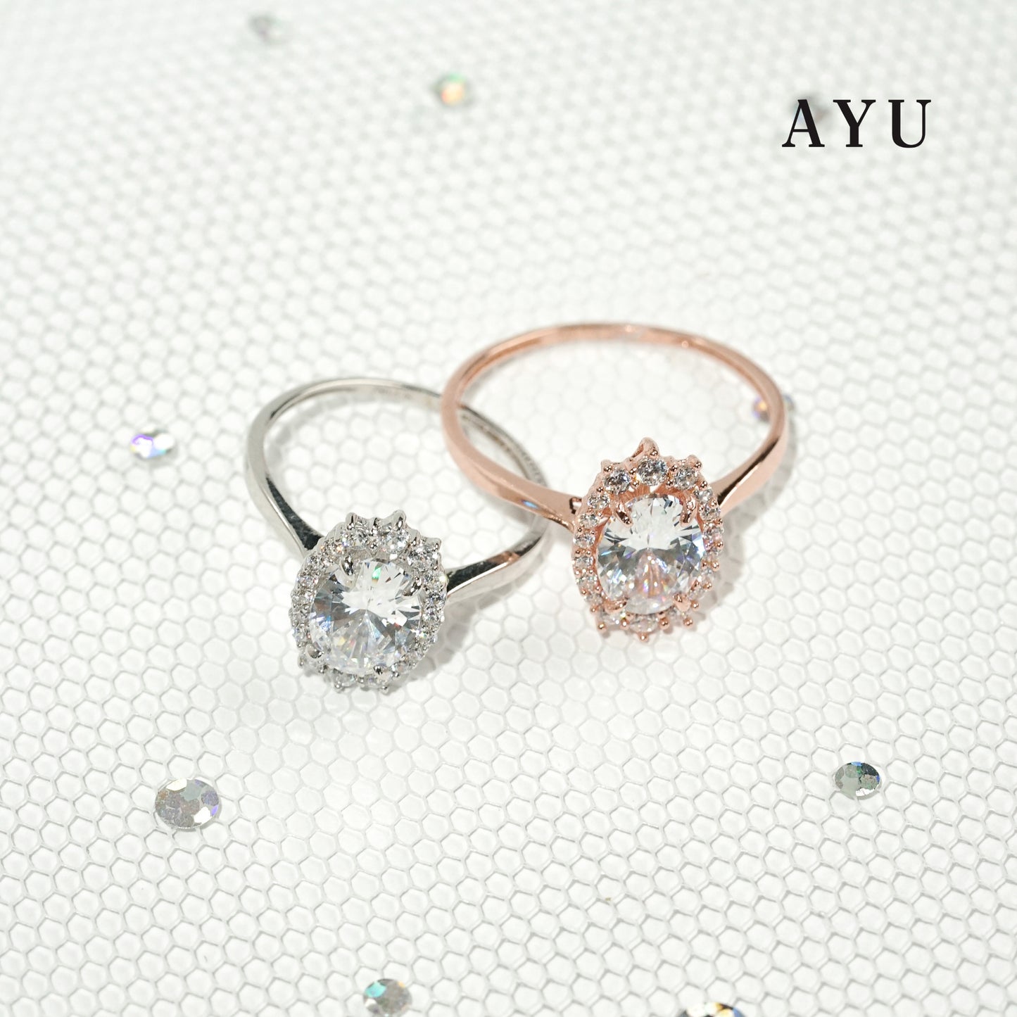 AYU Cincin Emas - Oval Grecian Solitaire 17K Rose Gold