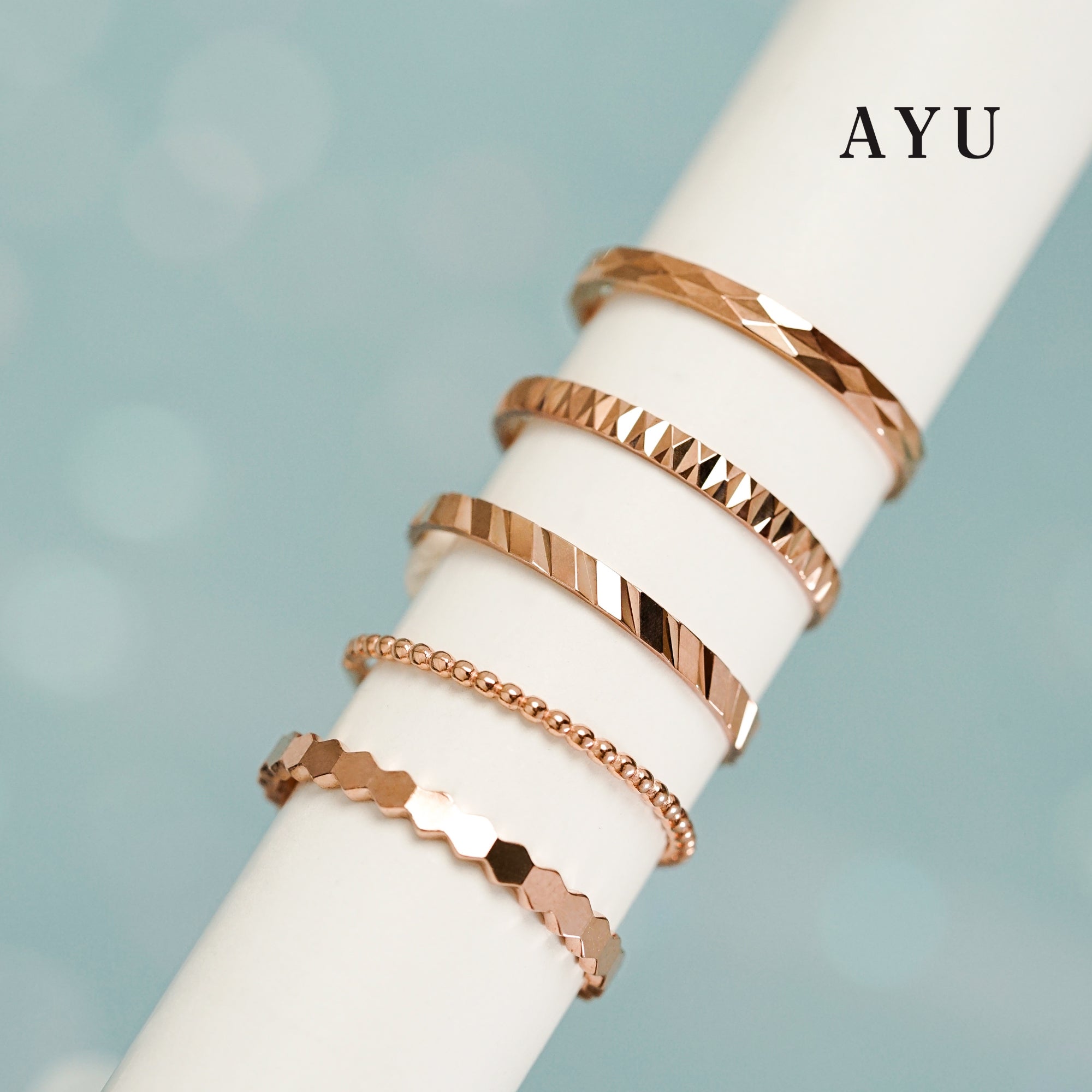 AYU Cincin Emas - Gold Honey Bee Mine Stack 17k Rose Gold