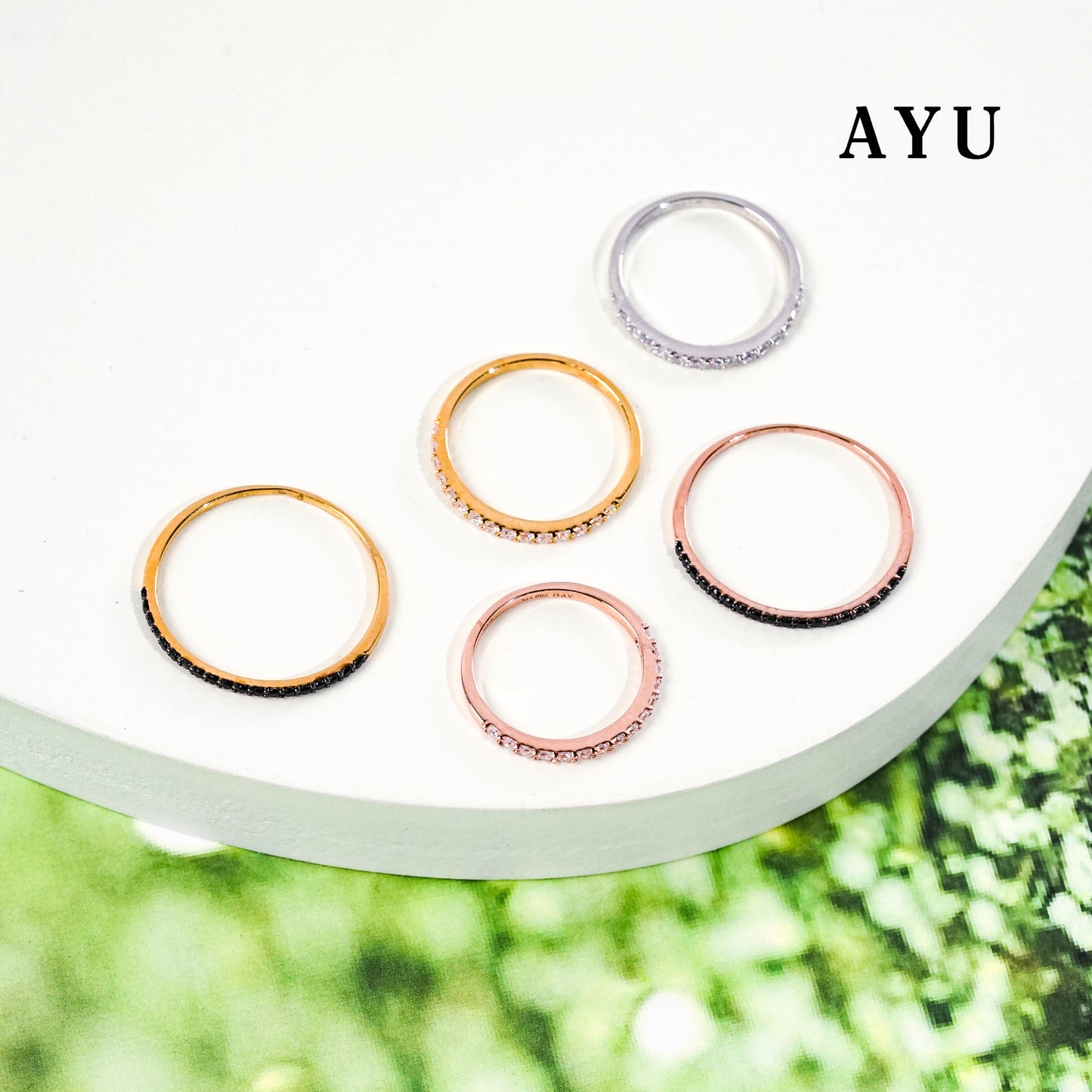 The Original AYU Stack Black Stone 17K Rose Gold