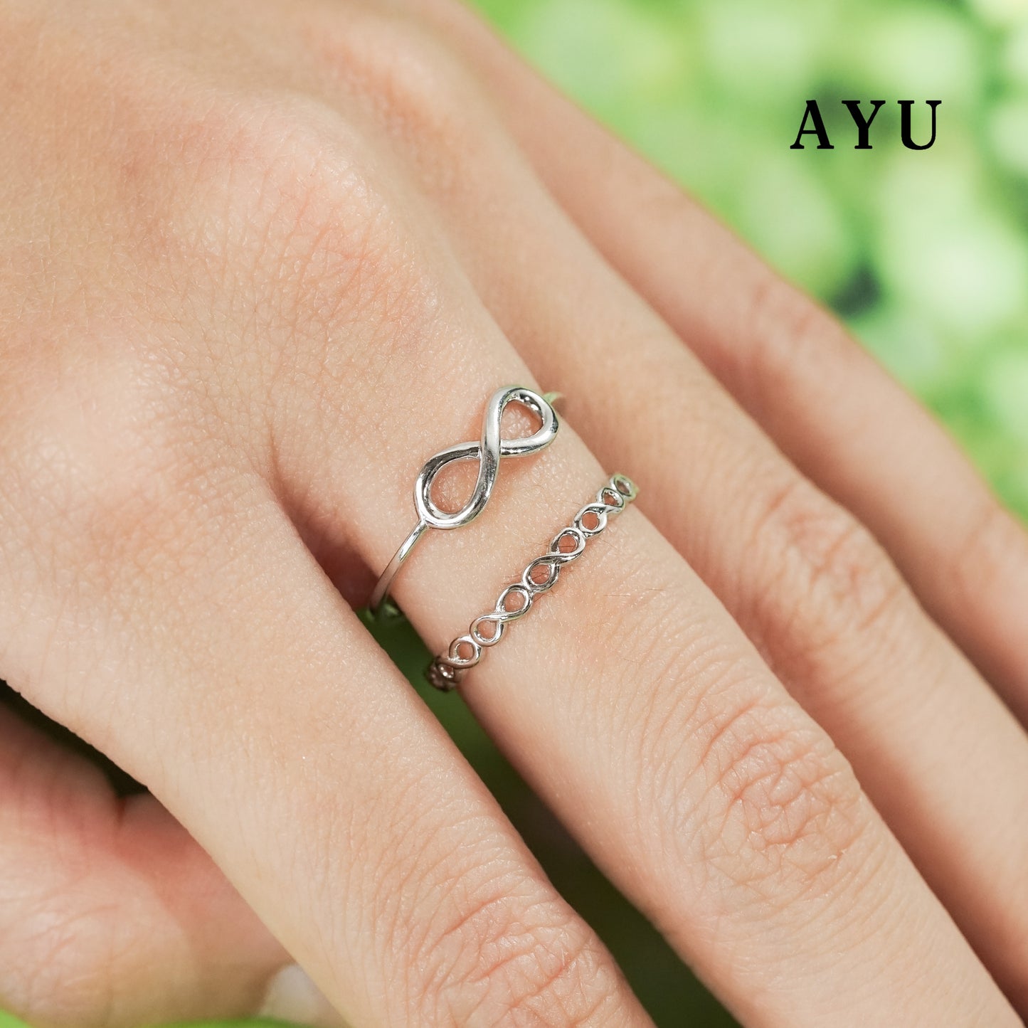 AYU Cincin Emas - Gold Infinity Stack 17K White Gold