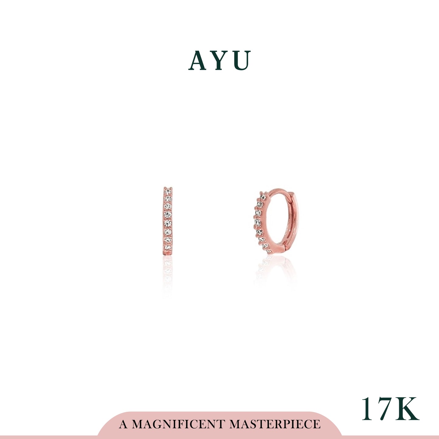 AYU Anting Emas Jepit - Pave Doughnut Earrings 17K Rose Gold