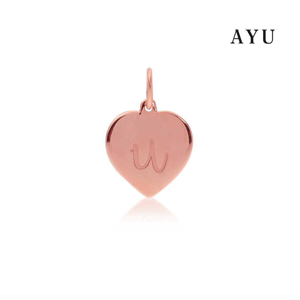 AYU Liontin Emas - Heart Initial Pendant 17K Rose Gold