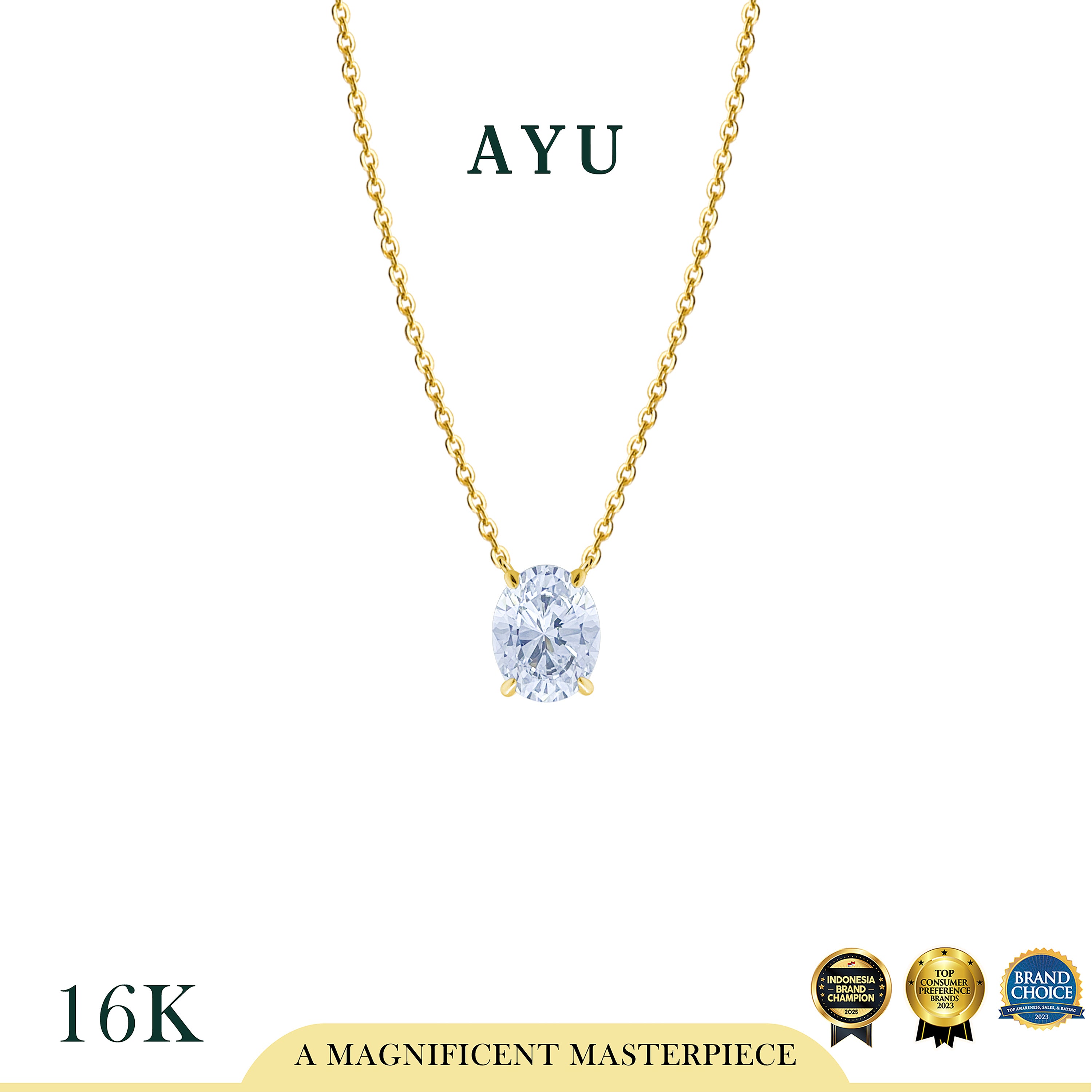 The AYU Djudju Solitaire Chain Necklace 16k Yellow Gold