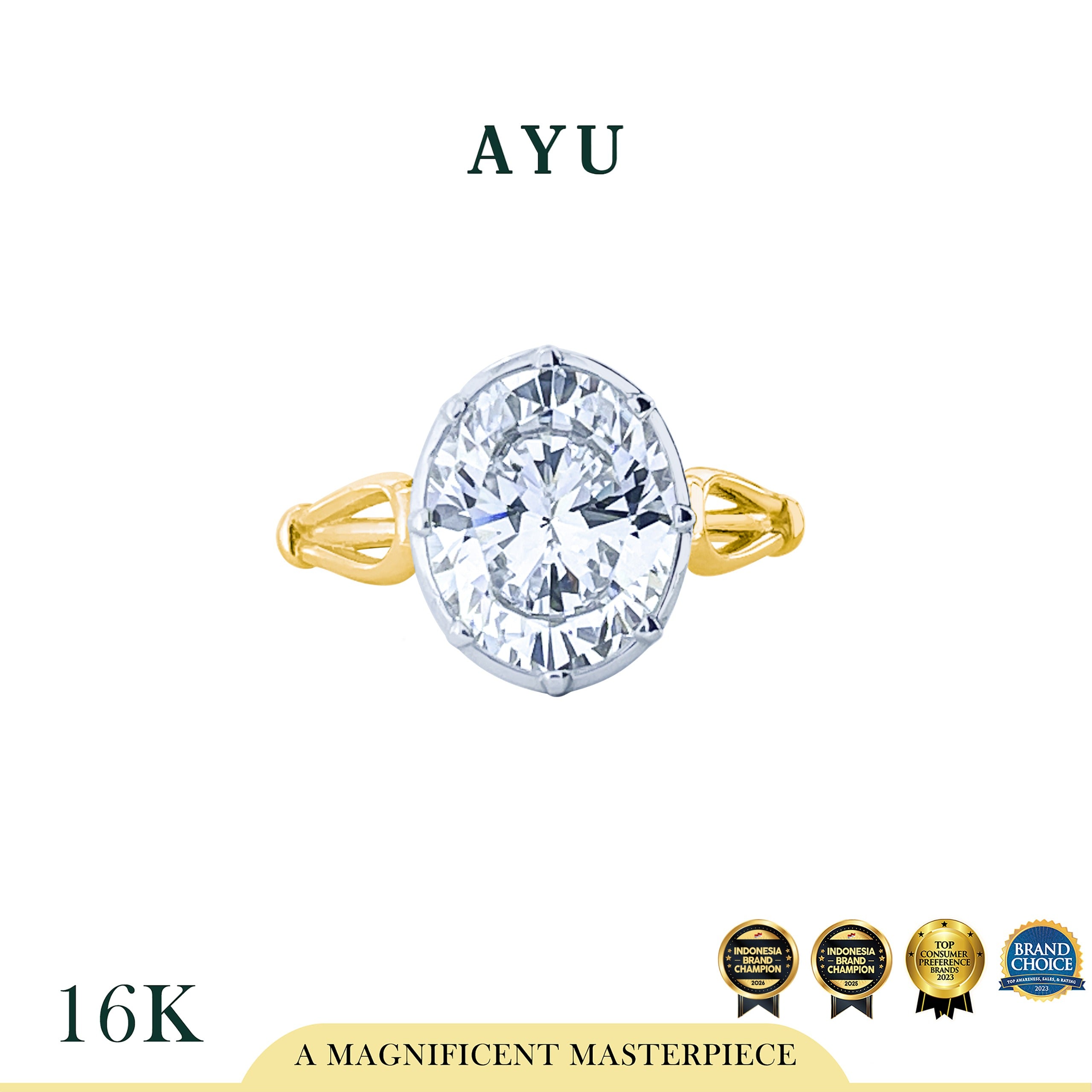 The AYU Georgian Setting In Oval Solitaire 16k Yellow Gold